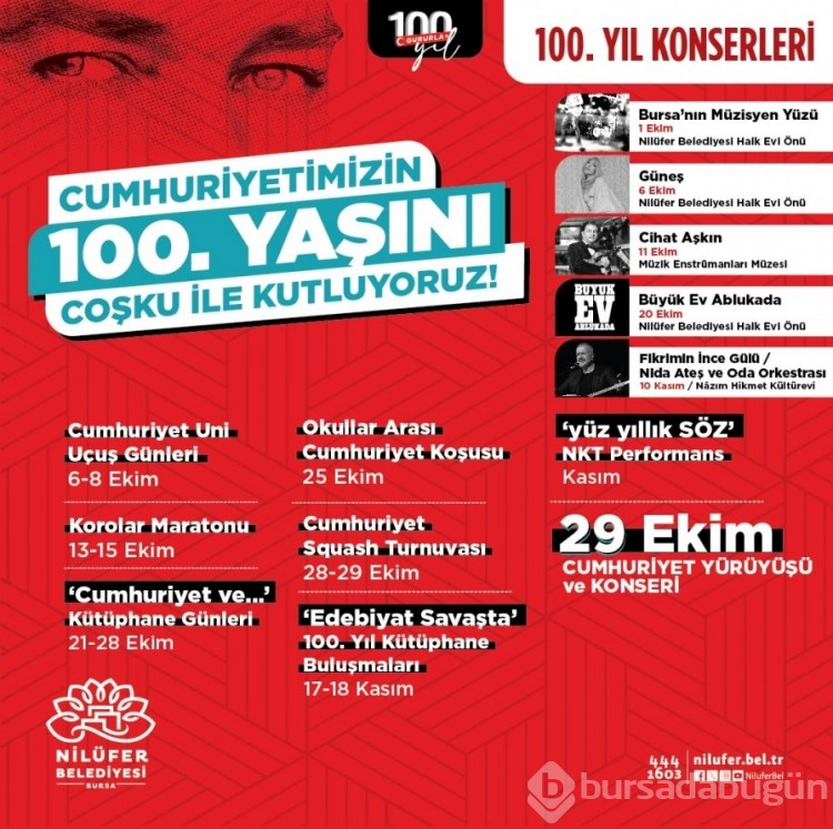 Nilüfer Cumhuriyet'in 100'üncü yaşını coşkuyla kutlayacak