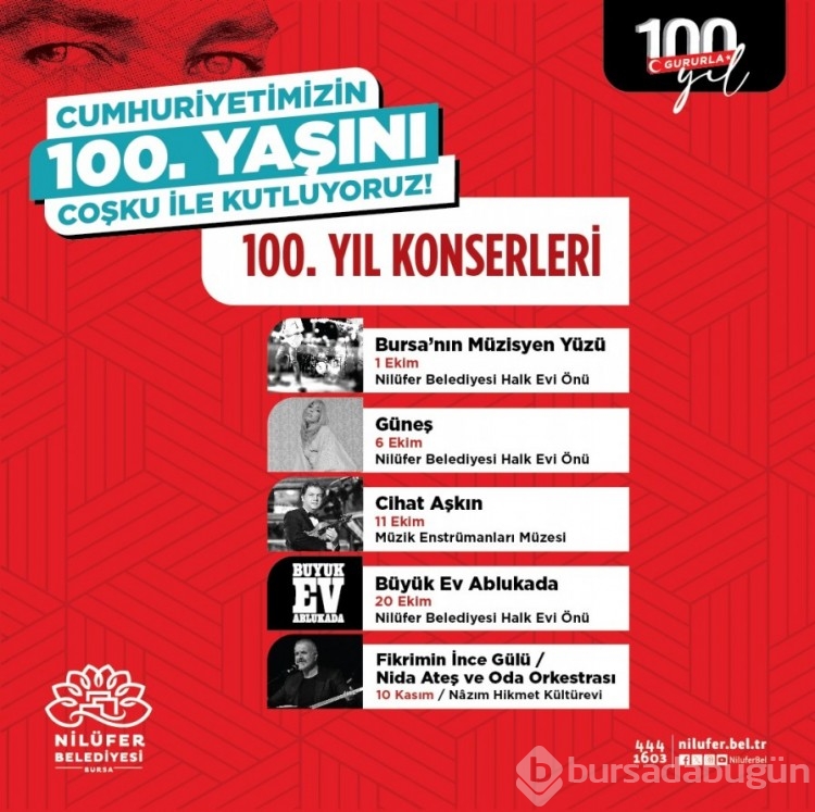 Nilüfer Cumhuriyet'in 100'üncü yaşını coşkuyla kutlayacak