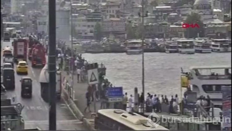 Galata Köprüsü'nde yangın paniği