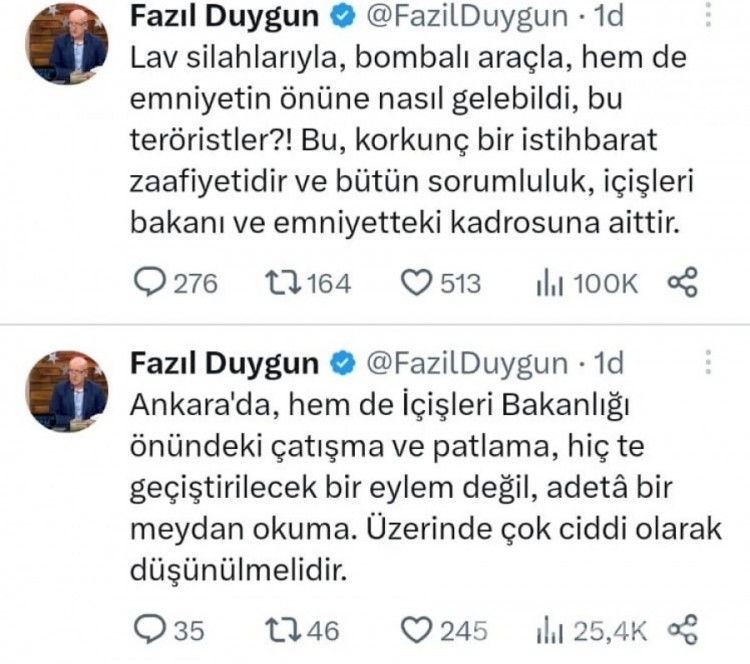 Ankara'daki saldırı girişiminin ardından Bakan Yerlikaya'la ilgili açıklama yapan gazeteci gözaltına alındı