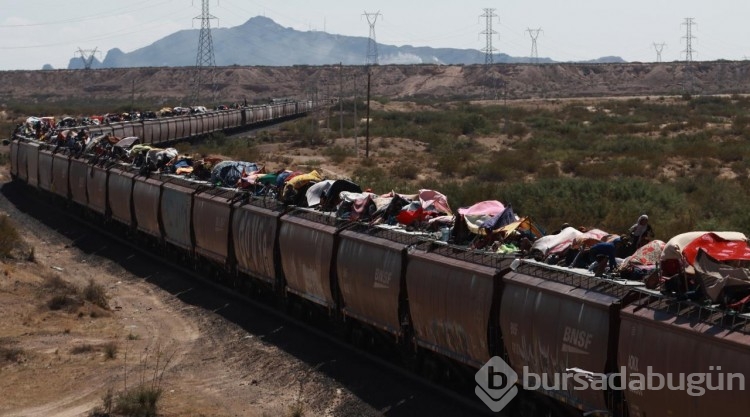 Göçmenlerin yük treni üzerinde umut yolculuğu