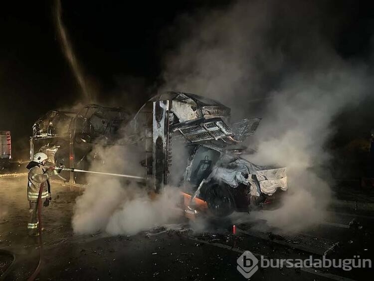 Tuzla'da, TIR dorsesinde garaja götürülen 6 adet elektrikli otomobil alev aldı