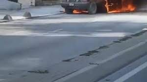 İstanbul'da park halindeki cip alev alev yandı