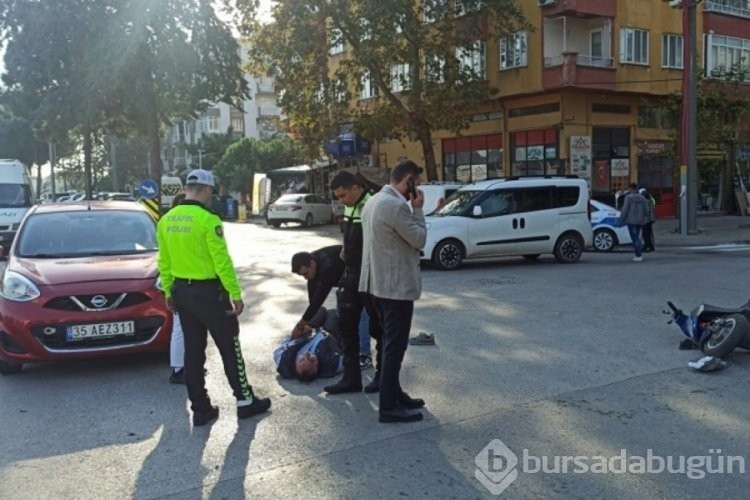 Bursa'da otomobil ile çarpışan motosiklet sürücüsü yaralandı