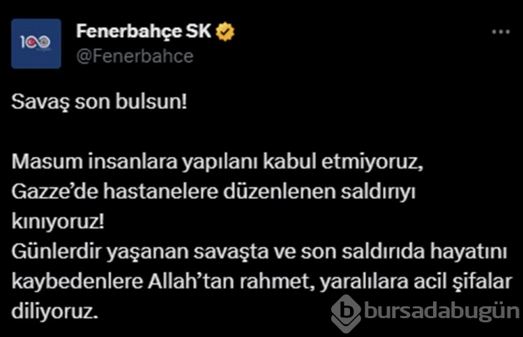 Süper Lig'in 4 büyük takımından Gazze paylaşımları