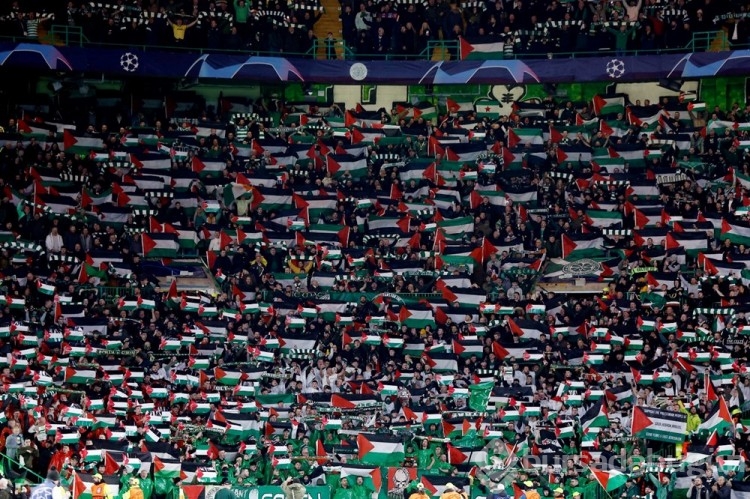 UEFA Şampiyonlar Ligi maçında Filistin'e büyük destek