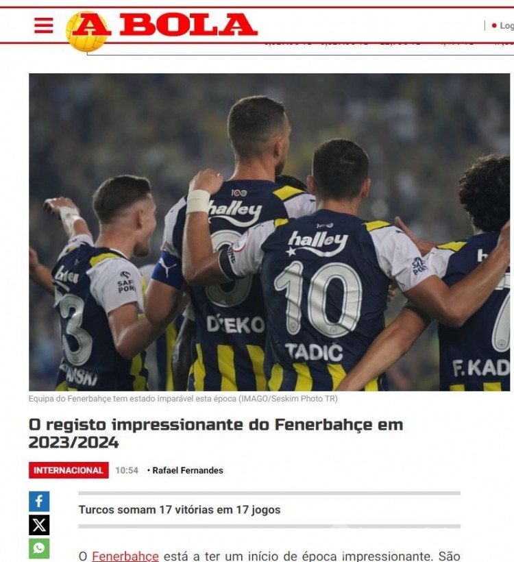 Portekiz yazdı: Fenerbahçe'nin etkileyici rekoru