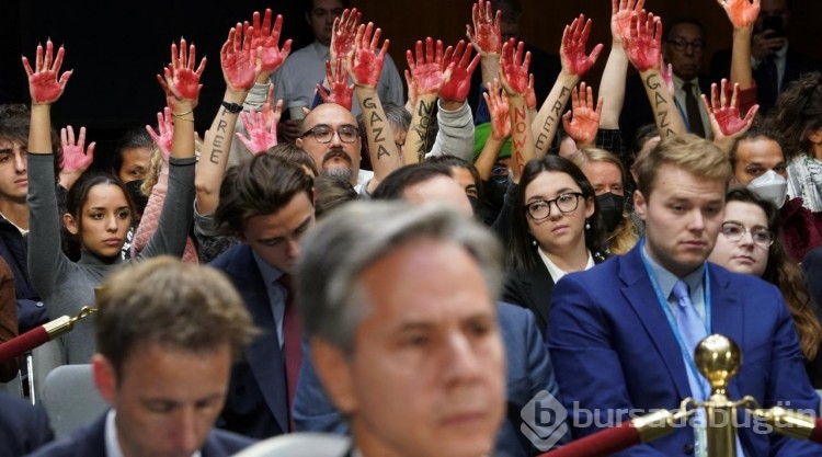 ABD Kongresi'nde Blinken'e kanlı protesto
