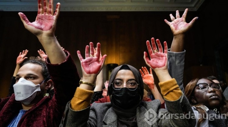 ABD Kongresi'nde Blinken'e kanlı protesto
