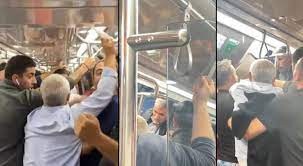 Metroda 'tükürük' kavgası! Bir anda boks ringine döndü