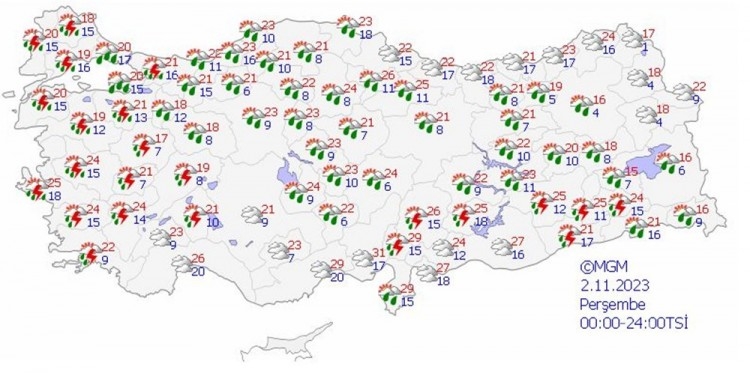 Meteoroloji'den Marmara ve Ege'nin kuzeyi için sağanak yağış uyarısı