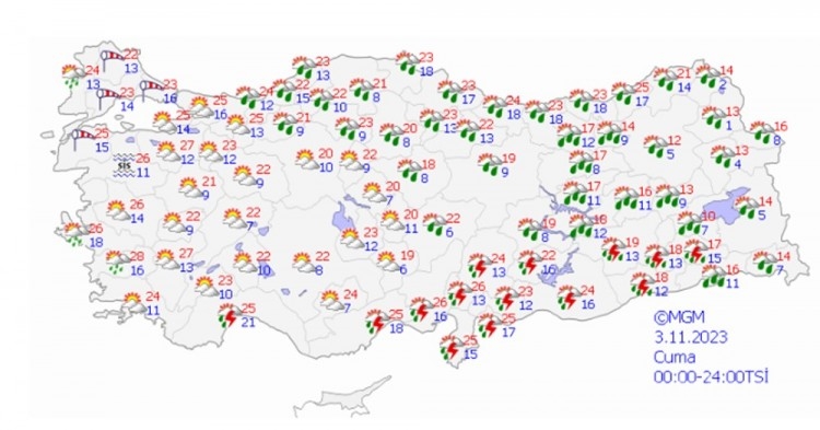 Meteoroloji'den 12 il için sarı kodlu uyarı