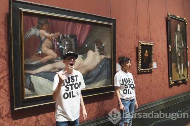 İngiltere'de iklim aktivistleri, National Gallery'de sergilenen tablonun koruyucu camını kırdı
