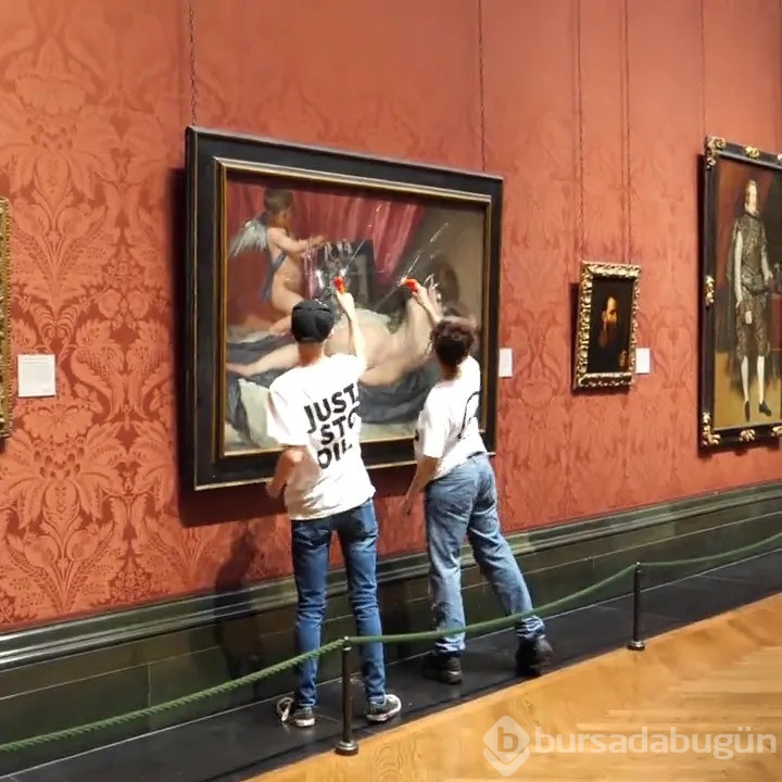 İngiltere'de iklim aktivistleri, National Gallery'de sergilenen tablonun koruyucu camını kırdı