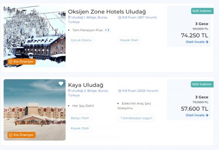 Uludağ'da bu yıl otel fiyatları almış başını gidiyor