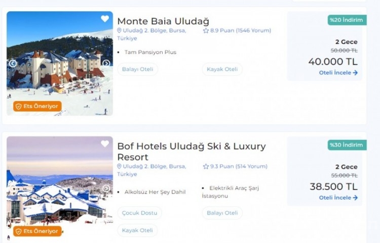 Uludağ'da bu yıl otel fiyatları almış başını gidiyor