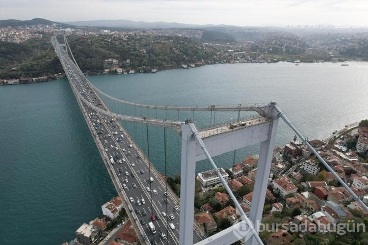 Fatih Sultan Mehmet Köprüsü'ndeki çalışmalar havadan görüntülendi
