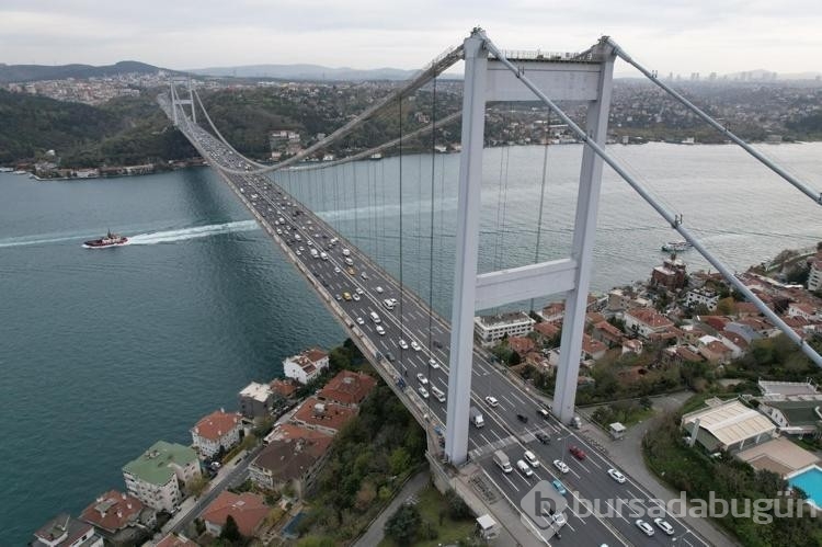 Fatih Sultan Mehmet Köprüsü'ndeki çalışmalar havadan görüntülendi
