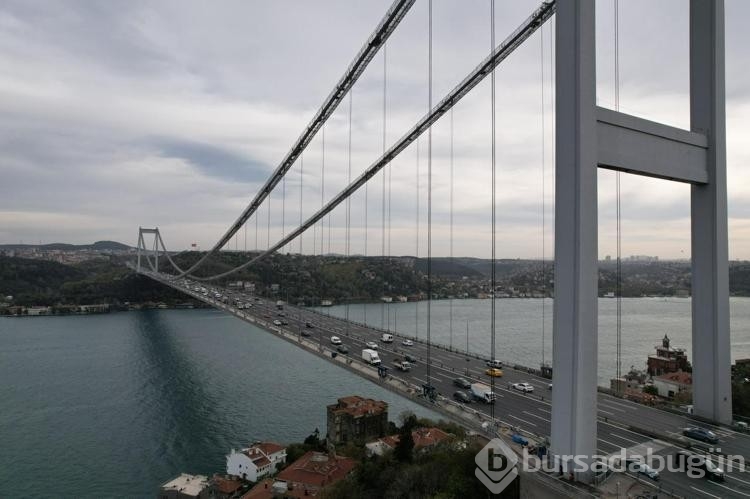Fatih Sultan Mehmet Köprüsü'ndeki çalışmalar havadan görüntülendi
