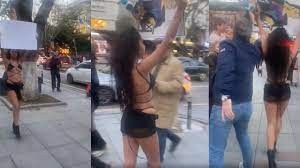 Bağdat Caddesi'ne yine yarı çıplak çıktı! Melisa Aydınalp'in pankartını yırtıp yere attılar