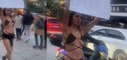 Bağdat Caddesi'ne yine yarı çıplak çıktı! Melisa Aydınalp'in pankartını yırtıp yere attılar