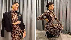 Hande Erçel'in leopar desenli elbisesi gündem oldu