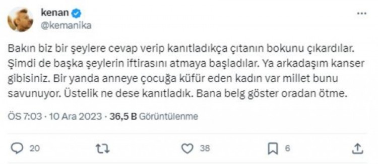 Eylül Öztürk'ün eşi Kenan Özkan'dan Deniz Akkaya'ya yanıt