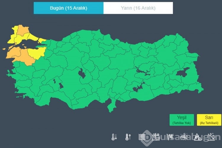 İstanbul dahil 7 il için sarı ve turuncu kodlu uyarı