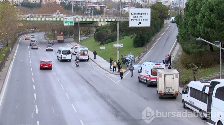 Şişli'de takla atan otomobil sürücüsü olay yerinden kaçtı

