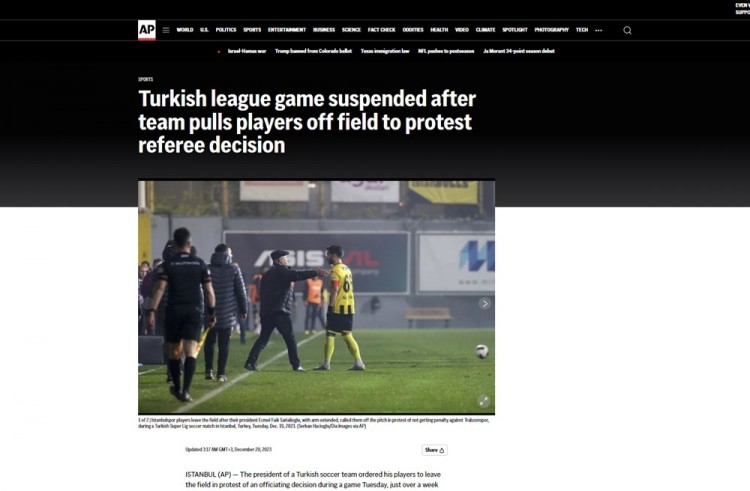 İstanbulspor'un maçtan çekilmesi dünya basınında

