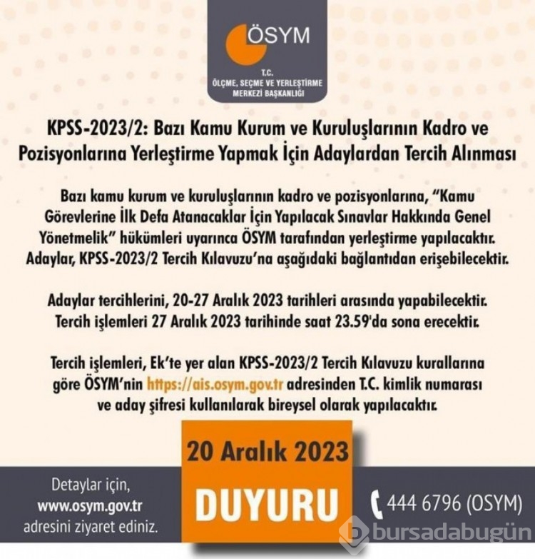 KPSS tercihleriyle ilgili açıklama