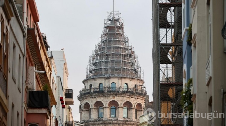 Galata Kulesi'nde restorasyon çalışmaları devam ediyor
