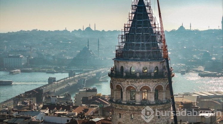 Galata Kulesi'nde restorasyon çalışmaları devam ediyor

