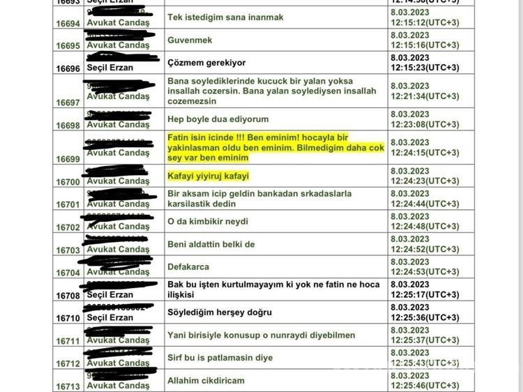 Seçil Erzan'ın cep telefonundan yeni detaylar