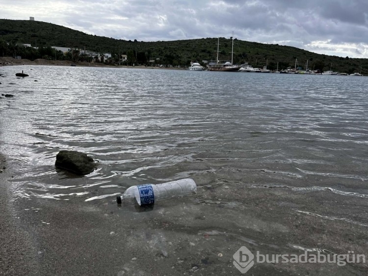 Bodrum'da sağanak sonrası sahiller çöple doldu
