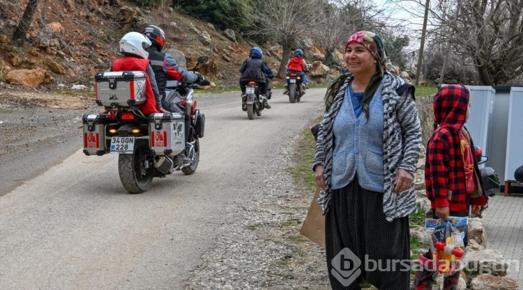 Motorcular bu kez depremzede köy çocukları için gaza bastı