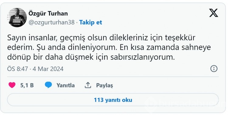 Sahnedeyken düşen komedyen Özgür Turhan açıklama yaptı!