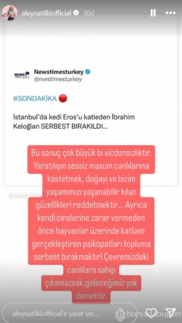 Aleyna Tilki'den Eros'un katiline verilen cezaya tepki!