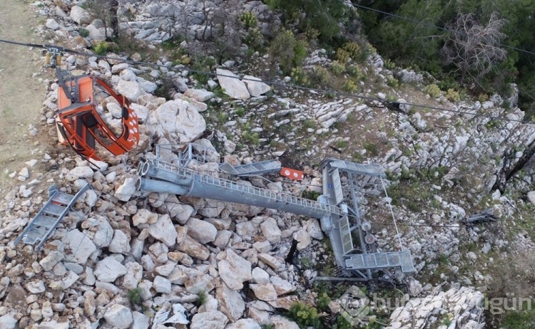 Antalya'daki teleferik kazasının enkazı havadan görüntülendi
