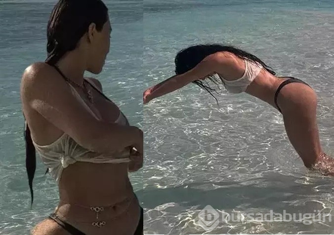 Kim Kardashian'ın bikinili tatil pozu sosyal medyanın diline düştü!