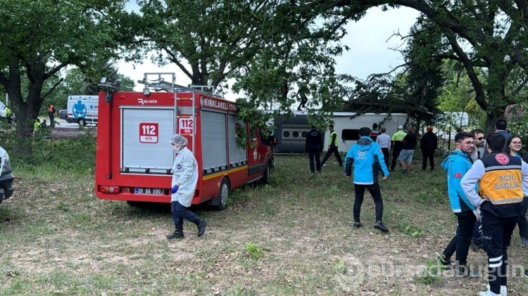 Kırklareli'nde yolcu otobüsü devrildi: Olay yerine itfaiye ve sağlık ekipleri sevk edildi
