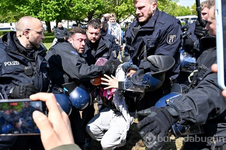 Berlin'de Gazze'ye destek kampına sert müdahale
