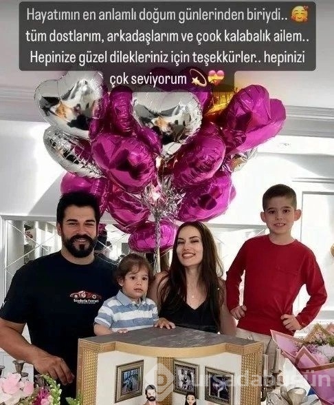 Burak Özçivit ile Fahriye Evcen'in aile pastası gündem oldu