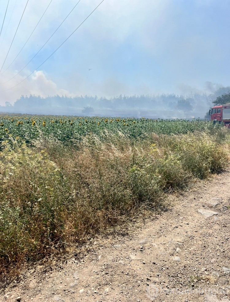 Bursa'da çıkan anız yangını böyle görüntülendi