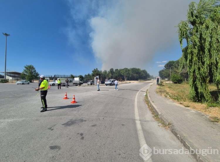 Bursa'da çıkan anız yangını böyle görüntülendi