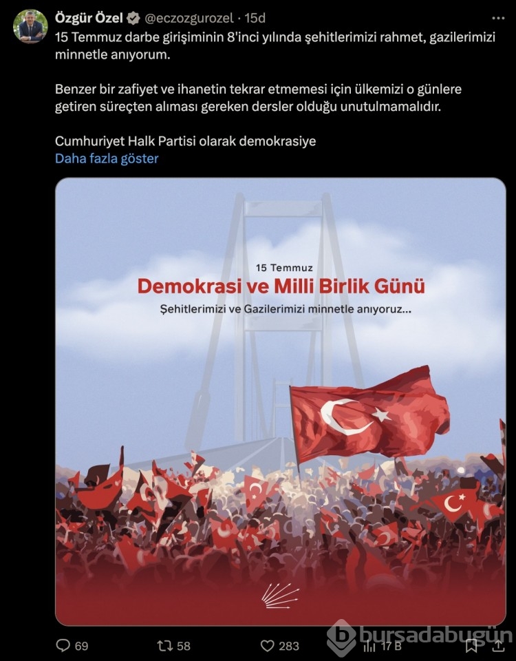 Siyasilerden "15 Temmuz Demokrasi ve Milli Birlik Günü" mesajları
