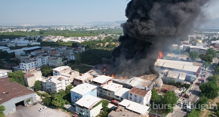 Bursa'da yanan fabrikalar havadan drone ile görüntülendi