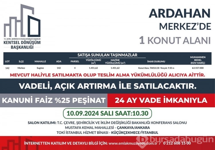 53 ilde 747 arsa bugün satışa çıkıyor: Bursa'da kaç arsa satışa çıktı?