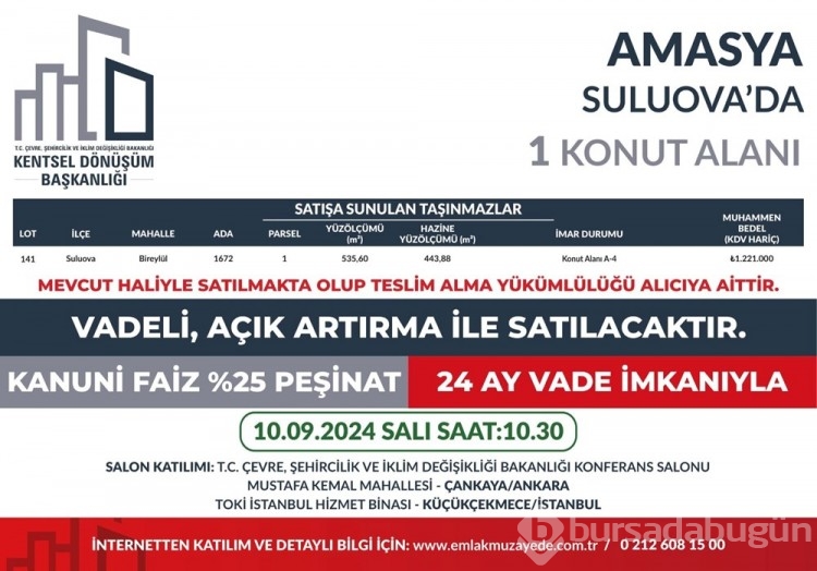 53 ilde 747 arsa bugün satışa çıkıyor: Bursa'da kaç arsa satışa çıktı?