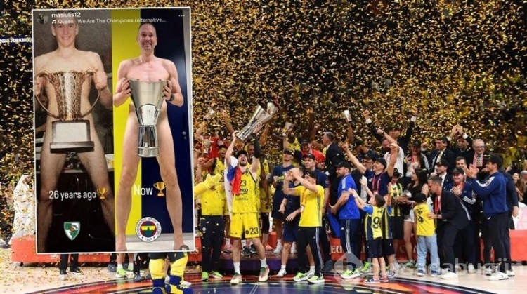 Fenerbahçe Beko'nun antrenörü Tomas Masiulis, EuroLeague kupasıyla çıplak poz verdi!